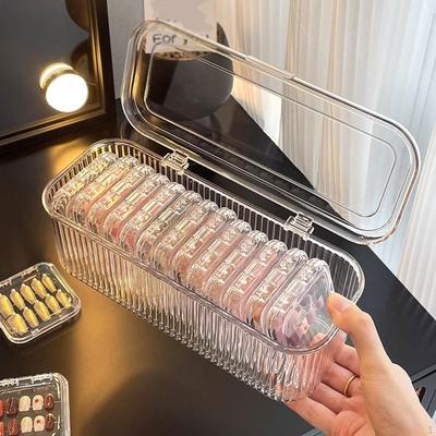 Nail Art Storage Box Case with Lid Dustproof Large Capacity Compact Convenient Clear