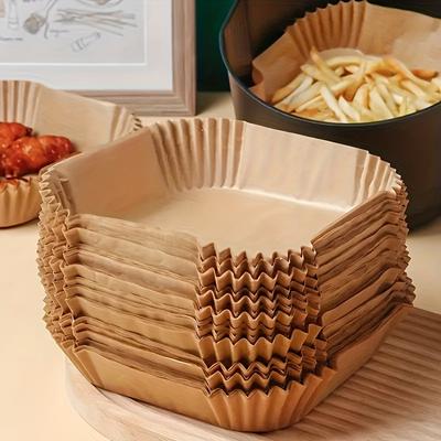 50/100 ks Jednorázový papír pro vzduchovou fritézu Nepřilnavá vzduchová fritéza Pečicí papíry Kulaté papírové vložky do fritézy Papírové kuchyňské příslušenství