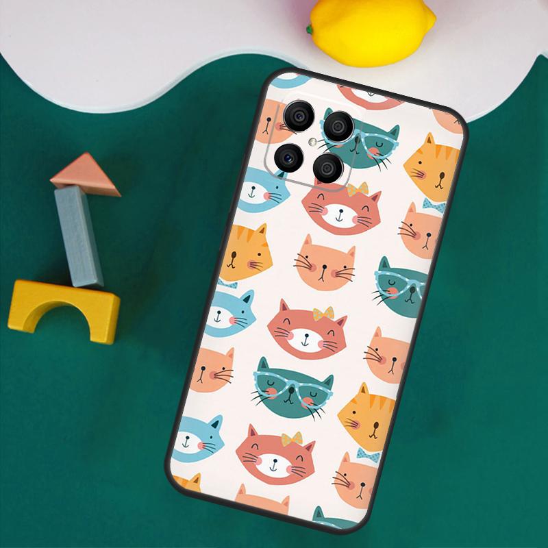 Cute Cat Pattern Kitten Case For Honor 200 Pro 50 70 90 X9a X8a X8 X9 X8b X9c X9b Honor Magic 7 Lite 5 6 Pro Cover