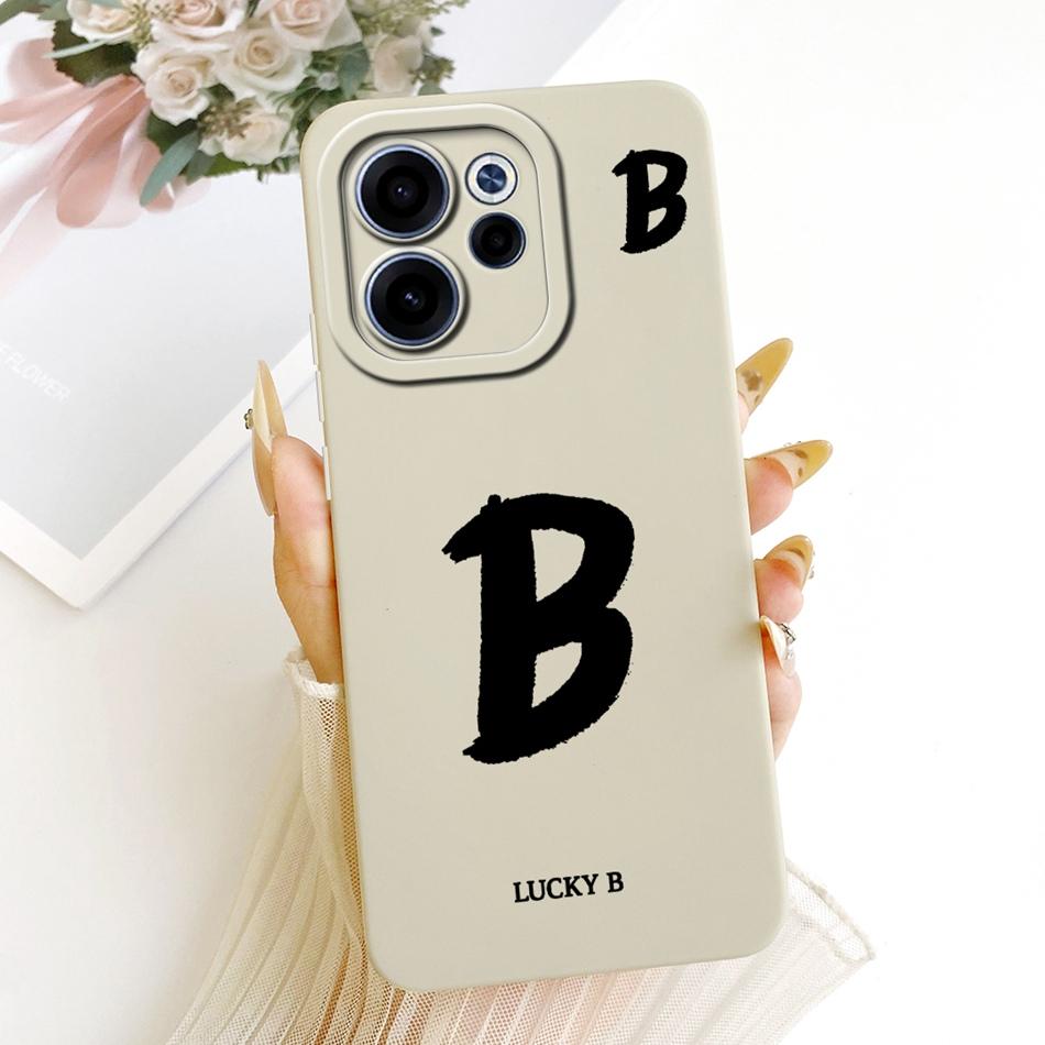 For OPPO Reno15 F 15FS 5G CPH2801 Lucky Initial Letter Phone Case For Oppo Reno15F 15 FS Soft Silicone Shockproof Cases Bumpers