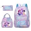 K-Pop Inspired Student Backpack Set With Shoulder Bag Pencil Case - Nylon Campus Style Teen Girls 13-inch Laptop