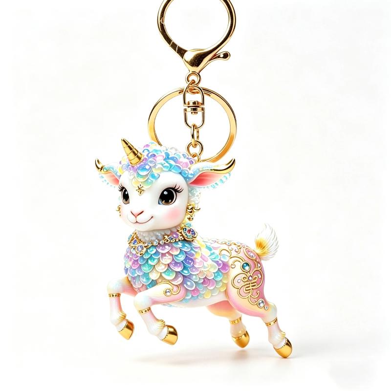 1Pcs Acrylic Sheep Keychain Hanging Ornament Cute Animal 2D Flat Goat Pendant For Goat Themed Party Decor Gifts