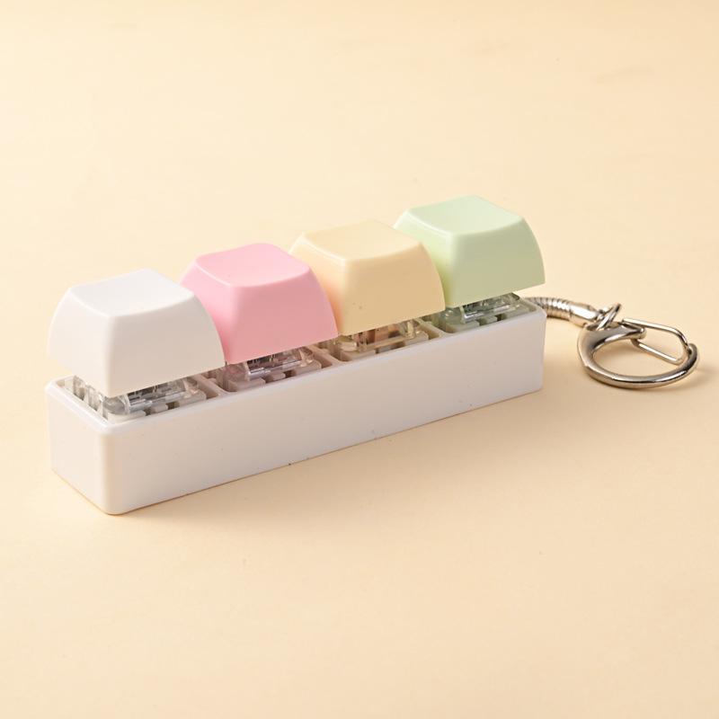 4 Keys Button Keycap Stress Relief Adult Fidget Toy Keychain 4 Keys Keyboard Fidget Gadgets Toys Diy Keyboard Keychain Toys
