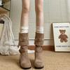 Fashion Platform Thick Heel Women Western Cowboy Boots Fashion Slip On Folded Pile Long Booties Female Shoes Autumn Winter