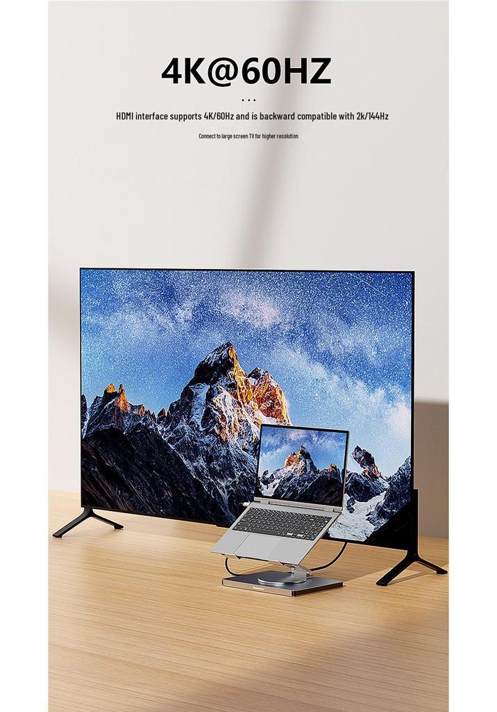 Rotating Tablet Stand with HDMI, Gigabit Ethernet, USB 3.0 Docking Station & Splitter