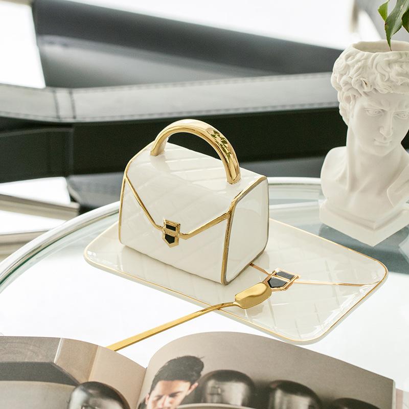 Creative Bag Cup Saucer Ceramic Coffee Cup Set Afternoon Tea Cup European Style Luxury Exquisite British Style High End