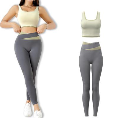Kairela Yoga Confortável Sem Marcas Elegante Treino Abdômen Firme Conjunto de Yoga de 2 Peças Roupa Feminina, Movimento, Roupa Esportiva, Elasticidade, Respirável,