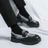 Thick soled casual men's leather shoes Fashion designer's New style Daily Trendy Party Office street youth Black and White shoes