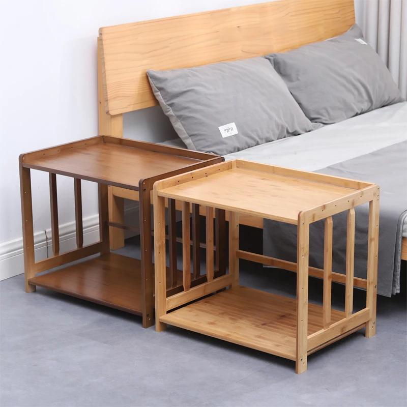 Bedside Table Solid Wood Simple Bedside Cabinet Living Room Removable Sofa Side Few Bedrooms Storage Drawer Small Locker Bamboo