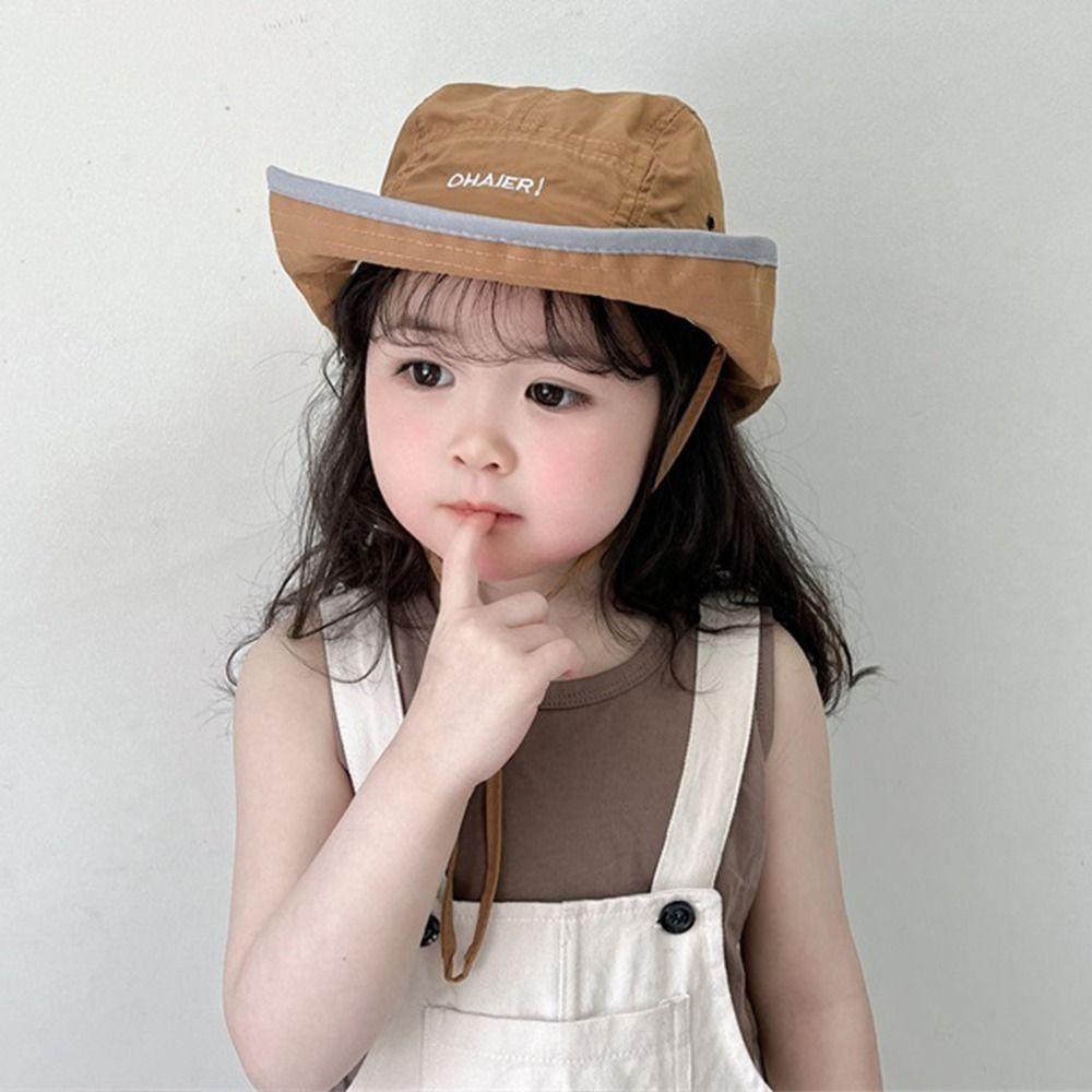 Korean Letter Baby Bucket Hat Summer Fisherman Hat Cute Children Sunhat Boys Girls