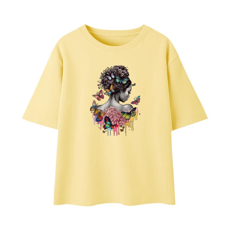 Autocolant cu transfer termic Fluture de femeie neagră Imprimare pe tricou Autocolante pentru haine Hanorace Diy Heat Press aplicate Petice pe calcat