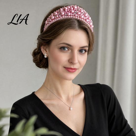 Sparkling Hair Bands for Birthdays Faux Pearl and Diamond Headband Women, Fashion Crown Style Headband, Elegant Comfortable Daily Wear Accessories