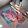 Colorful Tiger with Floral Art suitable as a non-slip mat for the living room or bedroom sofa