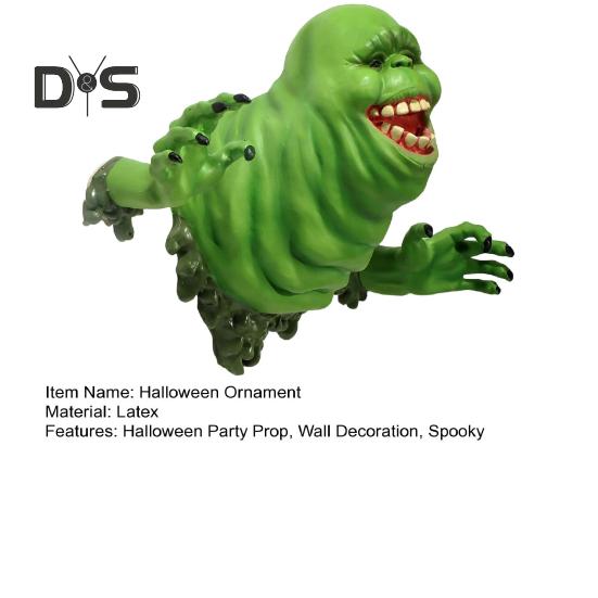 Grünes Geister-Ornament, gruselige Halloween-Wanddekoration, grüne Vielfraß-Figur für Zuhause, Spukhaus, Horror-Mottopartys