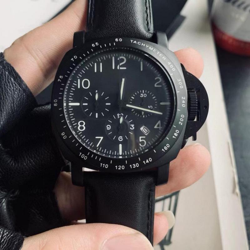 Herren Multifunktions-Automatik-Uhr mit Lederarmband