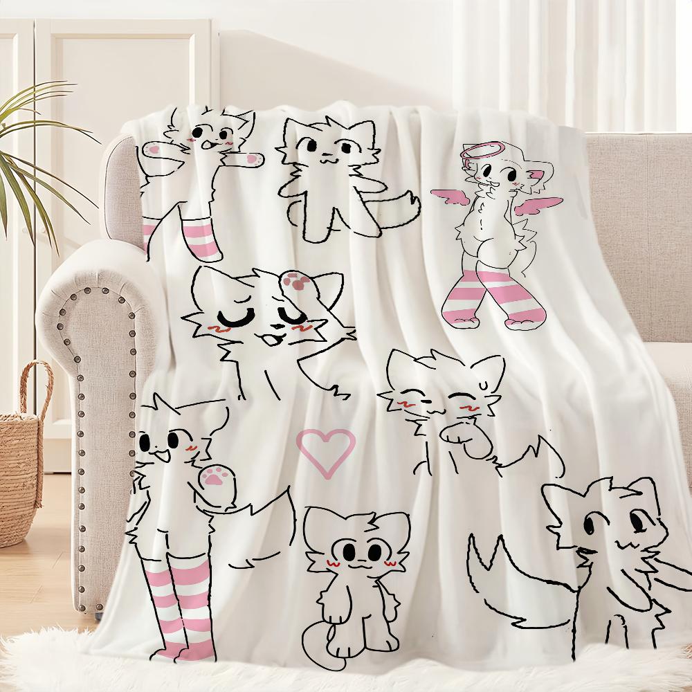 Boykisser Cute Cat Kawaii Blanket For Soft Throw Blanket for Picnic Bed Sofa Home Bedroom Cozy Warm Comfortable