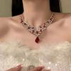 Luxury Rainbow Zircon Clavicle Necklace - Candy-Colored Crystal Heart Design