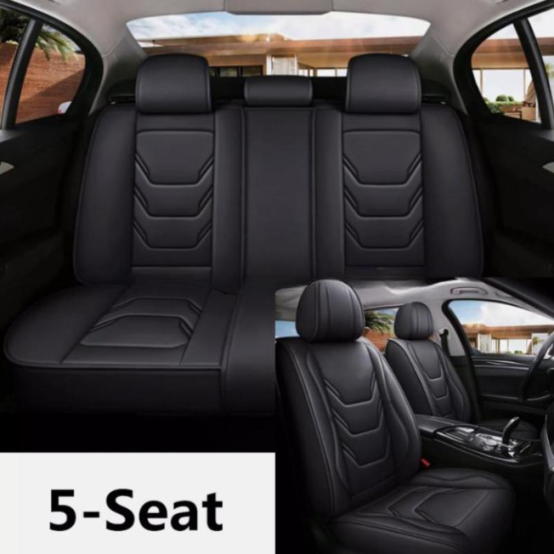 Black 5-Seat Complete Set for Honda Leather Front and Rear Car Seat Covers 3D Full Surround Design Anti-slip Car Seat Cover