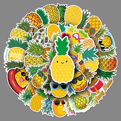 50 Pineapple Cartoon Cute Fruit Children's Hand Account Gu Card Decorative Skateboard Waterproof Suitcase Stickers