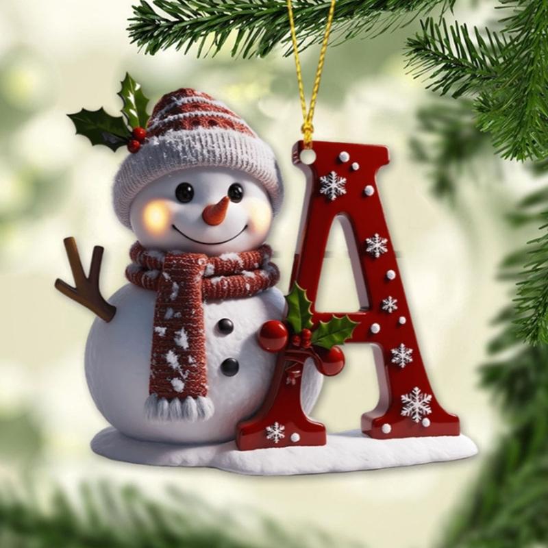 Shatterproof Acrylic Snowman Letter Hanging Ornament Christmas Tree Decoration For Festival Tree Wreath Window Display