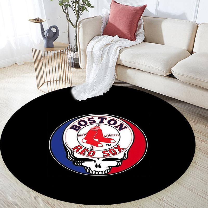 Boston Red Sox2 Round Area Rug,Carpet Rug for Living Room Bedroom Sofa Playroom Decor,Non-slip Floor Mat