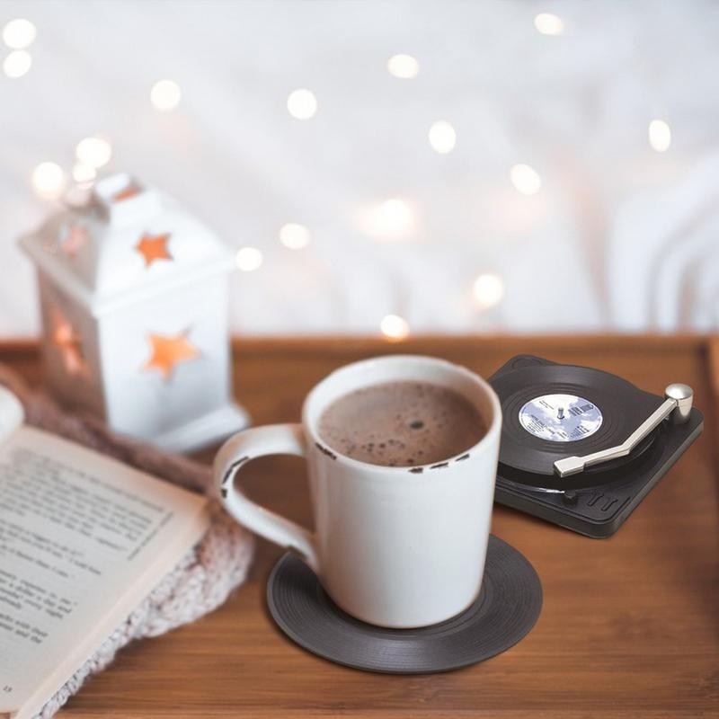 6 Stück/Set Vinyl Original Untersetzer Halter Retro Schallplatten Scheibe Getränke Tassenunterlage Matte Unter Glas Heißes Geschirr Dekorative Tassenhalter