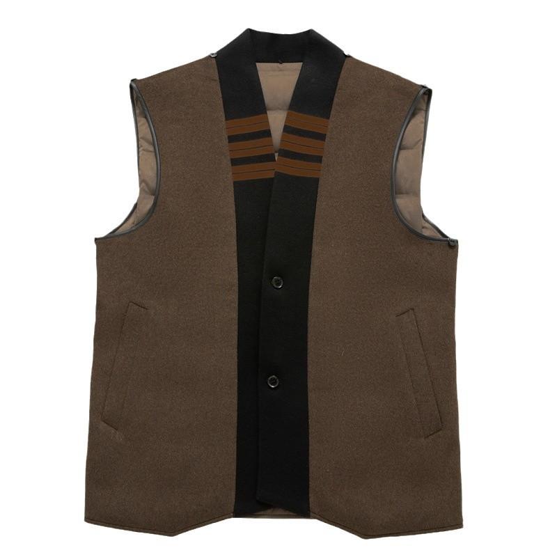 Wollmantel Herren Herbst und Winter Schal Weste Daunenfutter Business Casual Einreiher Beidseitiger Wollmantel