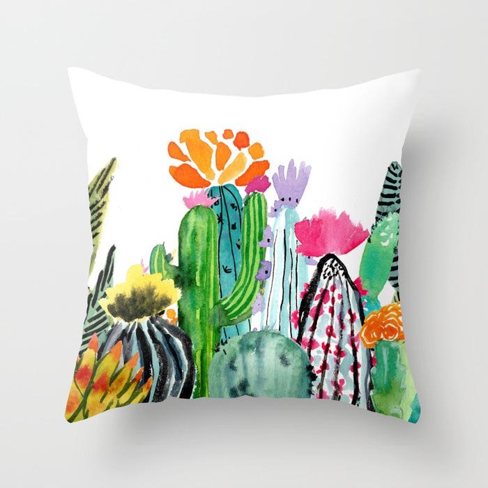 Cactus Succulents Print Pattern Cushion Cover Home Living Room Sofa Decoration Square Pillow Pillow Cover