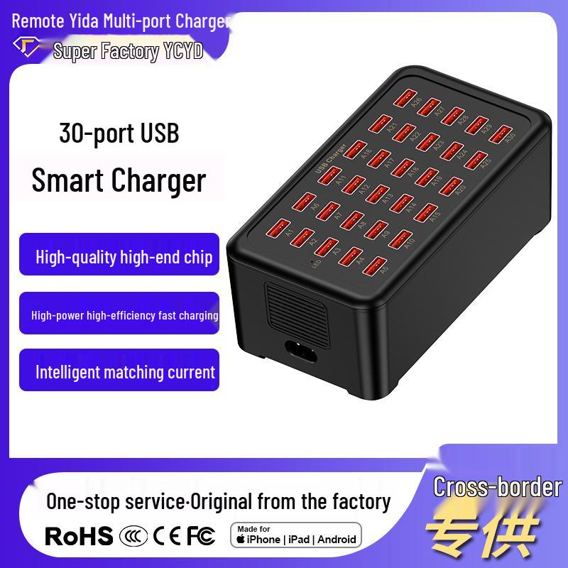 

150W 30-Port USB Charger, 5V 2A Fast Charge Station for Apple & Xiaomi EU Plug білий
