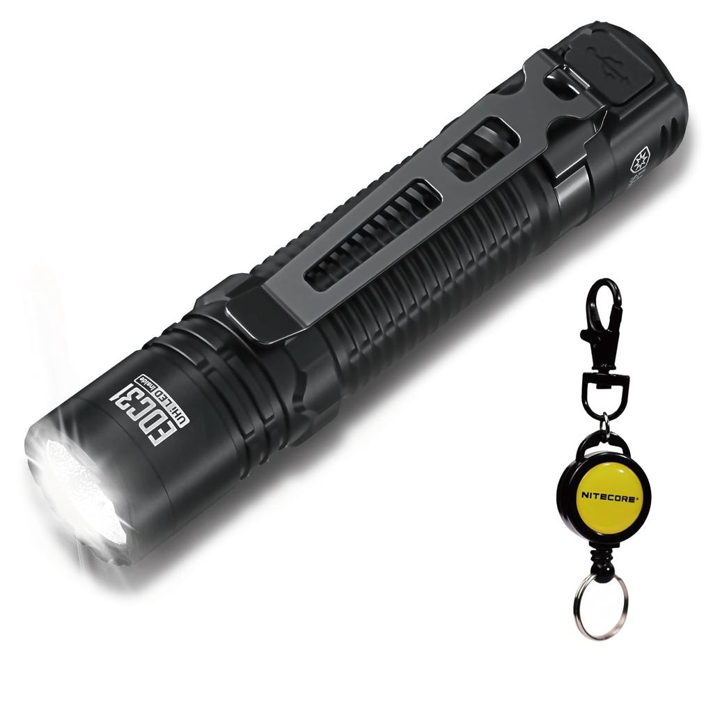 NITECORE EDC31 Rechargeable Flashlight with 4 Brightness Lock IP68 Waterproof and 3500 and Retractable Keychain Japanese Ultra-Slim, High-Performance