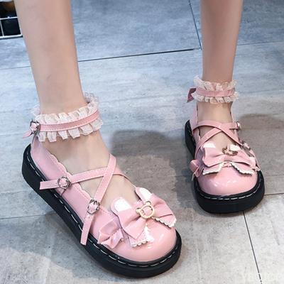 Mode 2024 Nouvelles Chaussures Mary Jane pour Femmes Mode Automne Nœud Papillon Boucle Chaussures pour Femmes Uniforme Étudiant Japonais Lolita Bout Rond Chaussures Plates