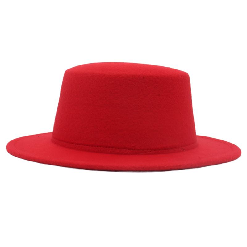 French Top Hat, Flat Top, Small Brim, Wool Solid Color Gentleman And Lady Versatile Felt Hat