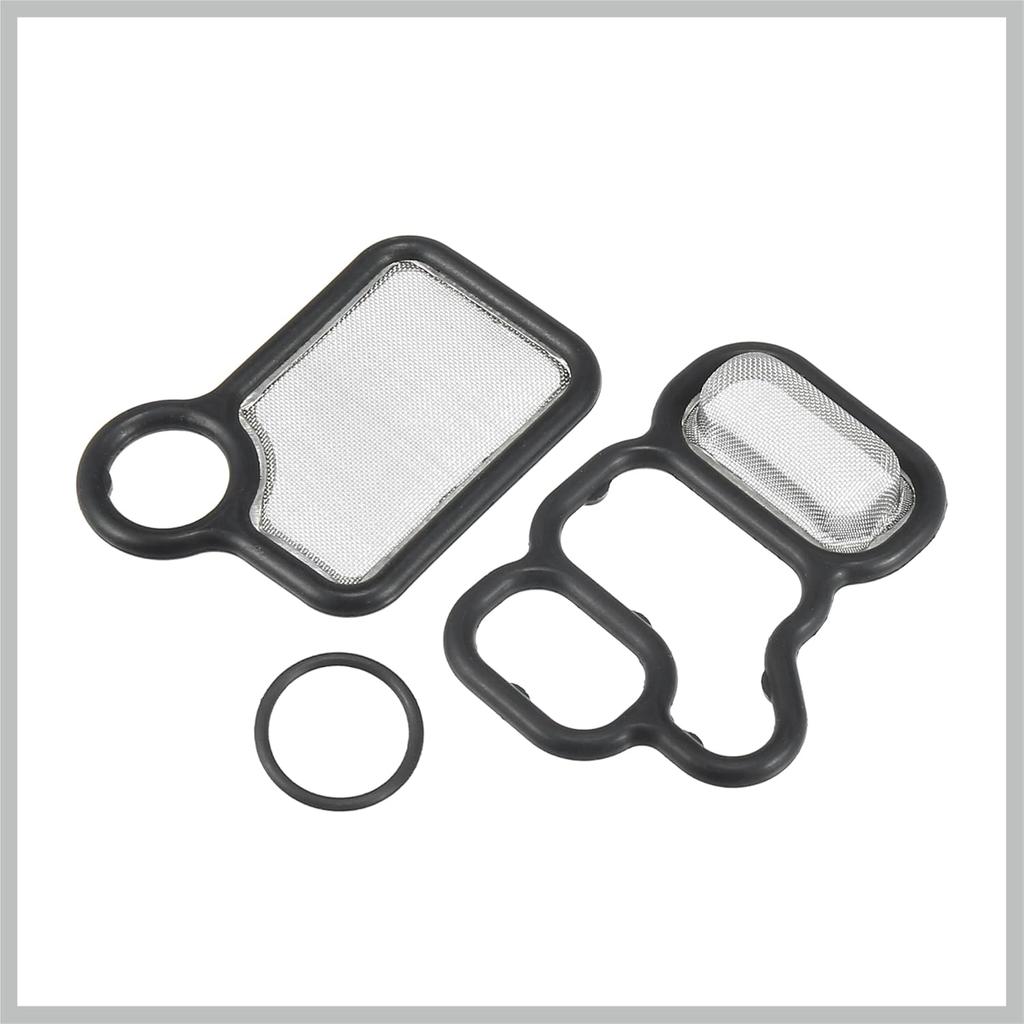 VTEC Solenoid Gasket Spool Valve Filter Screen Fit for Honda CRV with O-Ring - Pack of 3 Black Replacement Car Parts