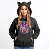 Ladies Fashion Casual Long Sleeve Printed Round Neck Hoodie Pullover Top With  Pockets