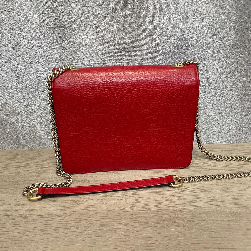 [Pre-Owned] Gold Double G Chain Shoulder Strap Crossbody Accordion Bag - Very Good #1FX8QZ