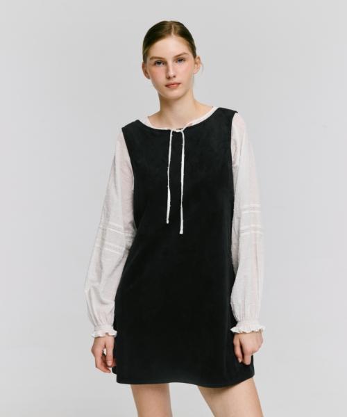 Depound A-Line Suede Dress [Black]