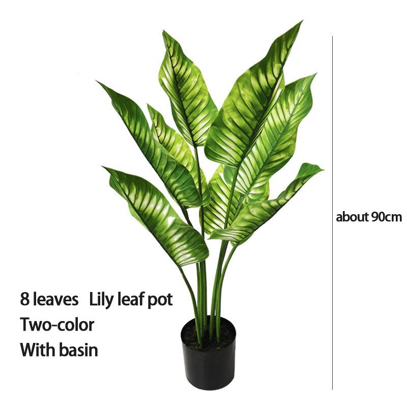 

90-100см Искусственные растения Листья черепашьего панциря Лилейное дерево Зеленое горшечное растение Украшение для дома гостиной офиса отеля Искусственное дерево