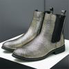 Projektant Nowość Moda Zimowa Botki Chelsea Męskie Szpiczaste Złote Srebrne Buty Casual High Tops Zapatos Hombre