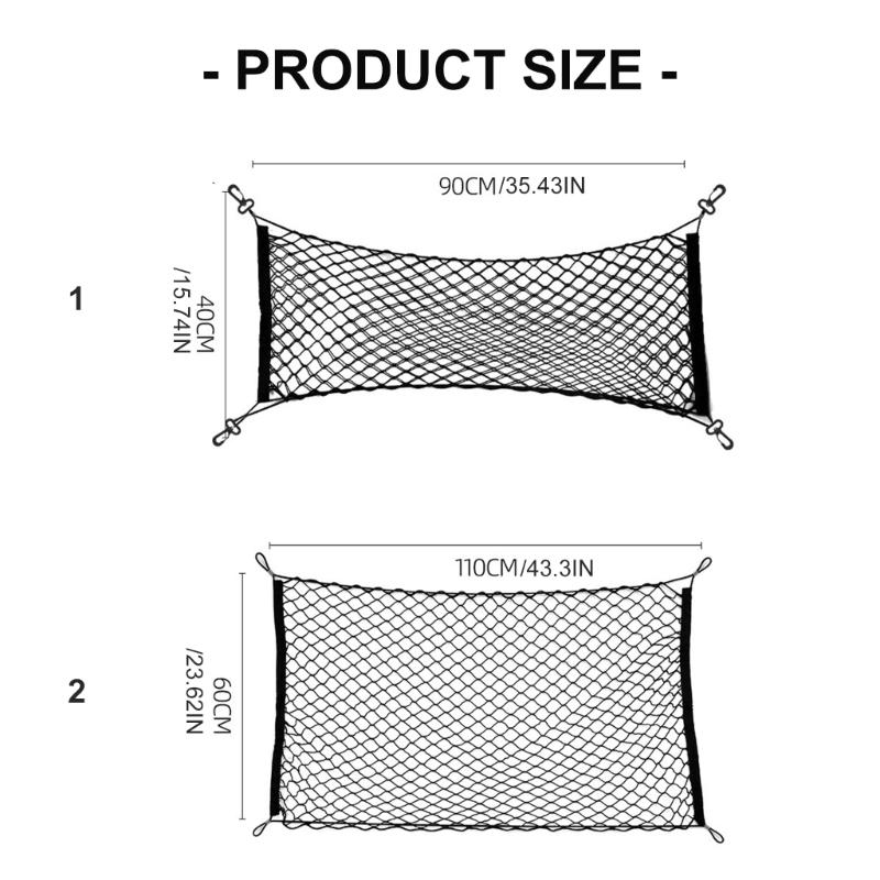 Tear Resistant Automotive Cargo Organizer Breathable Trunk Net With Antislip Hook Attachments Small Item Containment