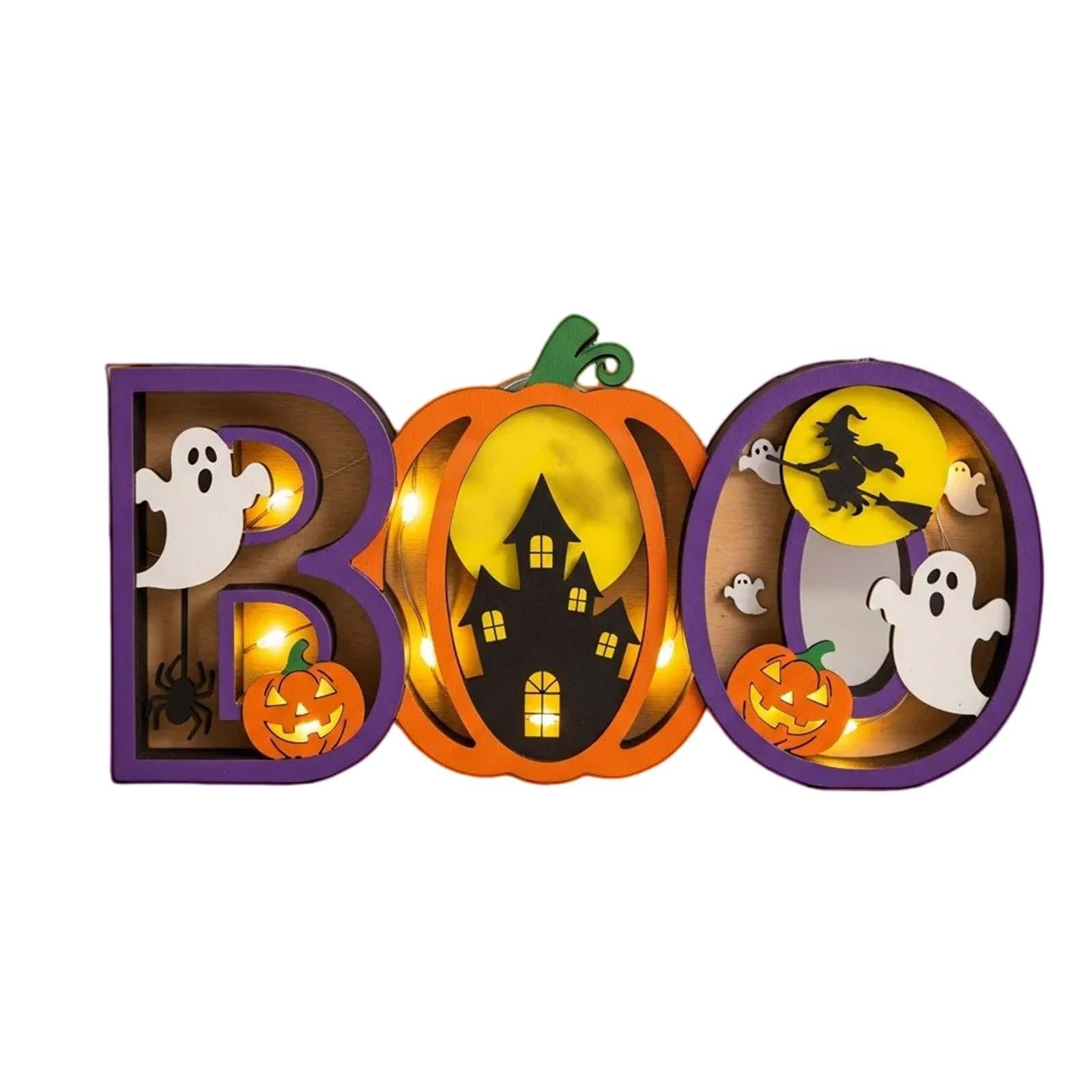 

LED Halloween Letter Lights Festival Luminous Letter Horror Desktop Scene Layout Atmosphere Props Decoration Lights, Desktop Ornaments One Size
