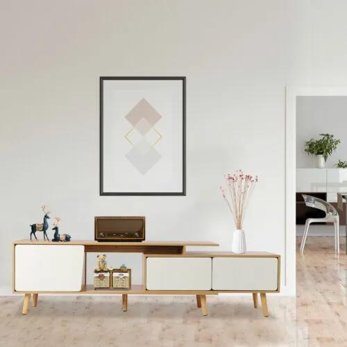 MDF Living Room Media Console – Adjustable Shelf Storage Cabinet TV Stand