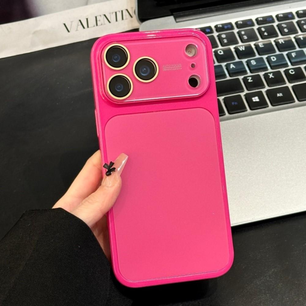 AG Matte Crystal Large Window Glass Case For iPhone 17 16 15 14 13 Pro Max Plus Shockproof Plating Glossy Bright Armor Cover