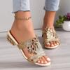 Women's Summer New Luxury Rhinestone Designer Sandals Women's Fashion Hollow Comfort Slip-On Beach Shoes Sandalias De Mujer