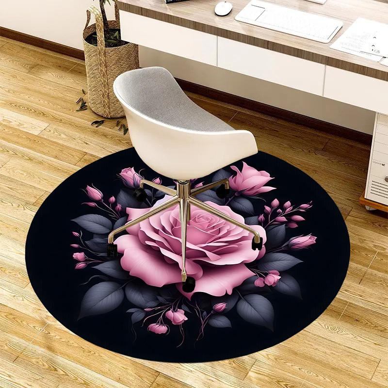 

1pc Carpet Chair Mats Pink Rose Bouquet Perfect for Decorating Chairs, Polyester Carpet, for Living Room.YDT612 80cm by 80cm