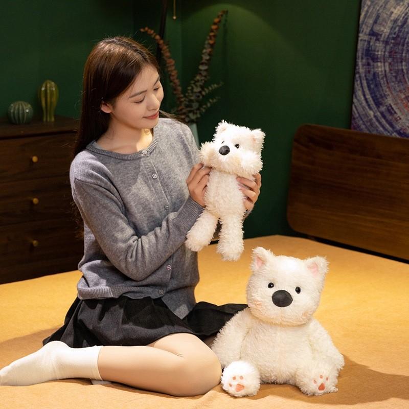 Highland White West Terrier With Scarf Plush Toy Stuffed Animal Doll Decoration