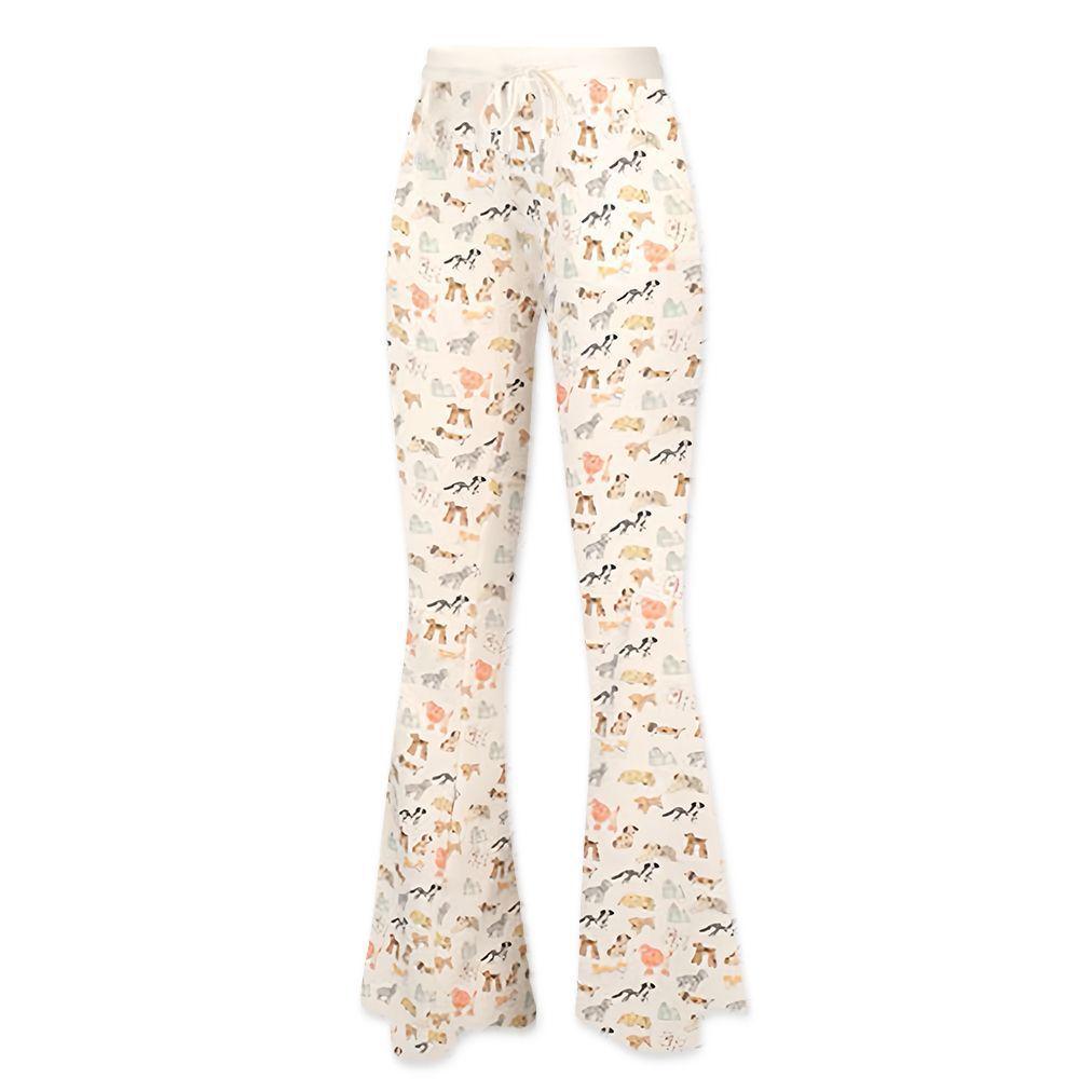 Plus Size High Waist Puppy Print Flare Pants - L To 6XL