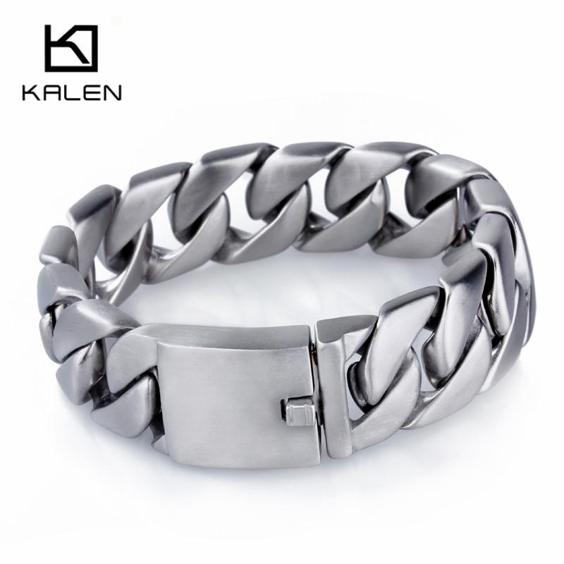

20MM Heavy Chunky Cuban Link Chain Bracelet Jewelry High Quality Stainless Steel Brushed Matte Bracelet Men Accessories 2020 22cm