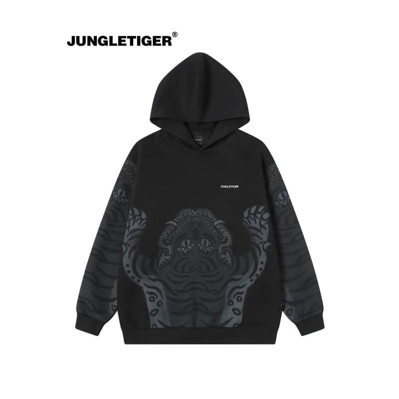 Jungle Tiger New Chinese Style Tiger Hooded Sweatshirt Men's Autumn and Winter Loose Heavy Thickened Digital Print Hoodie