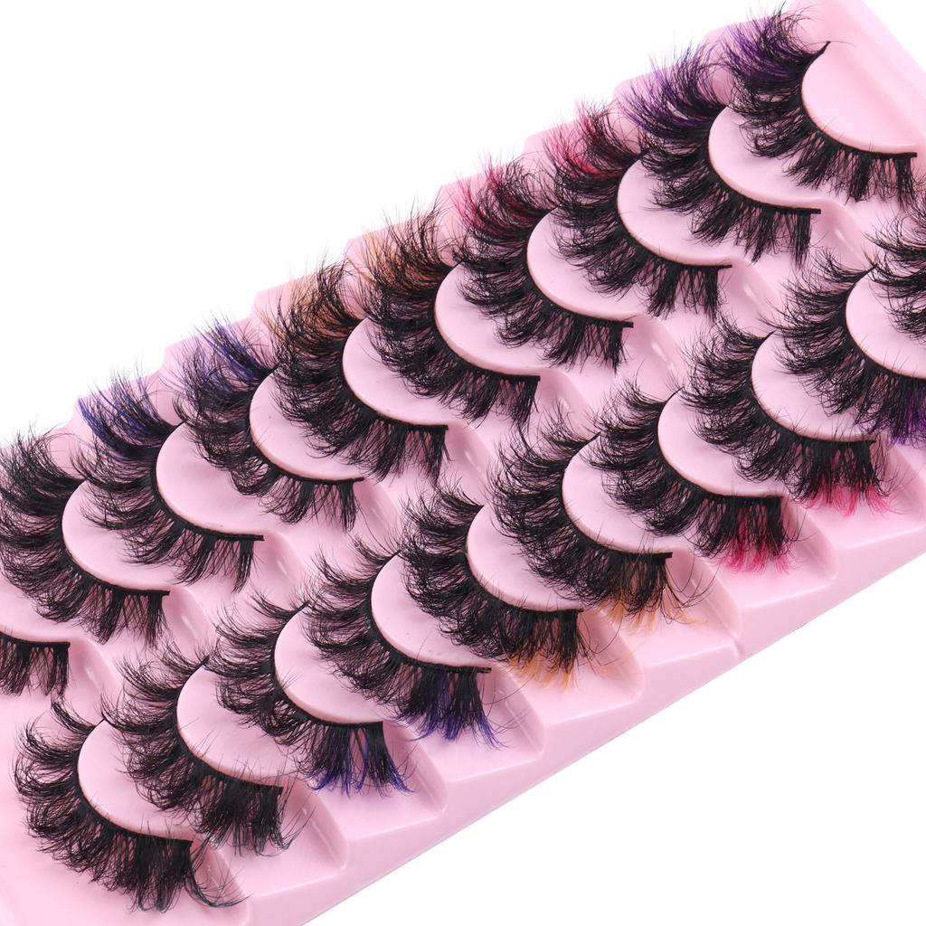 Imitation Fried Mink Hair False Eyelashes 10 Pairs Of Colored Eyelashes Curled Thick Eyelashes