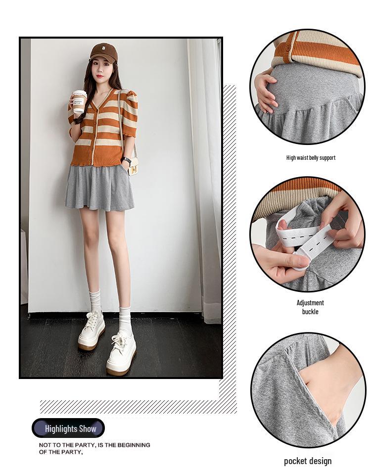 Low-Waist Wide-Leg Maternity Summer Shorts - Casual, Lightweight, Versatile Pantskirt